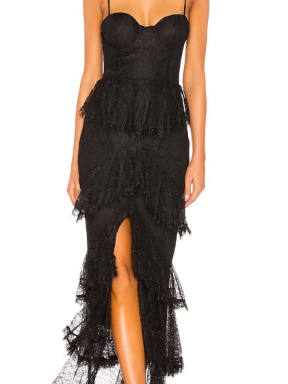 MAJORELLE Zelda Fitz Gown Black Lace Dress